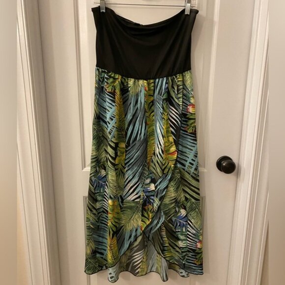 SHEIN Dresses & Skirts - LAST CHANCE! EUC SHEIN Strapless Tropical High Low Dress Size Large